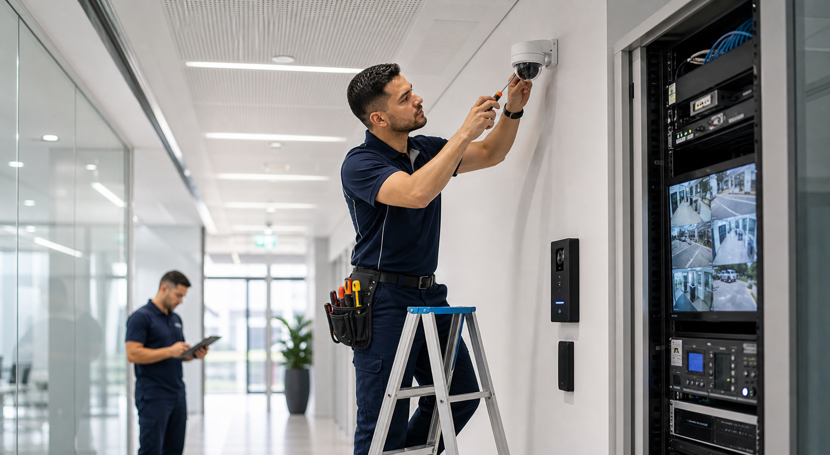 Security Services contractors maintaining electronic security and CCTV systems