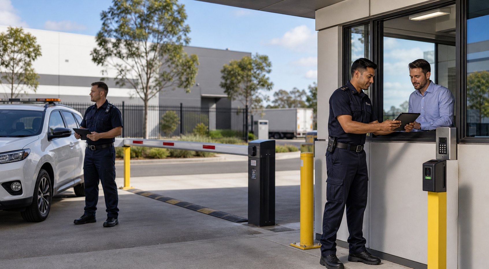 Security Services contractors managing site access and visitor control